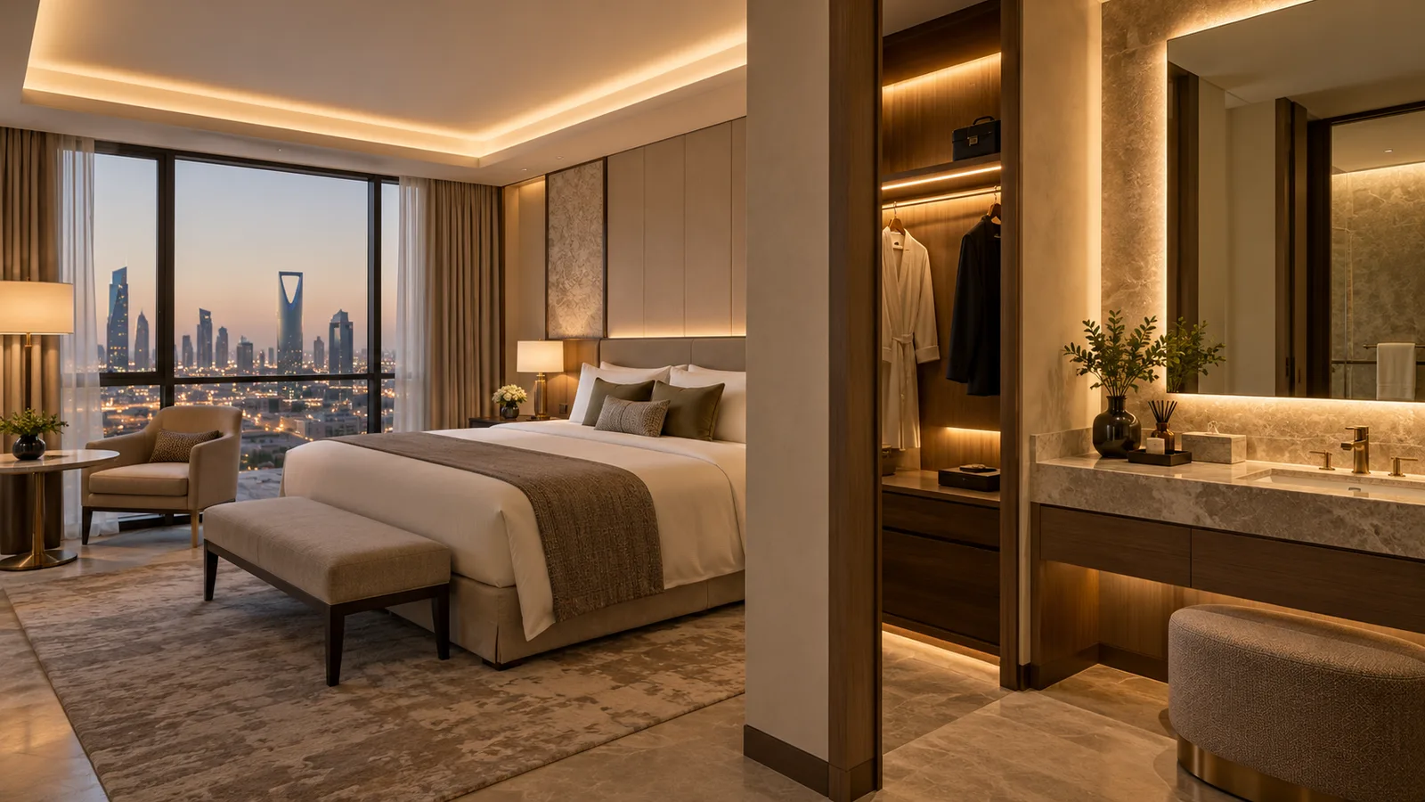 Concept illustration of narrow architectural profile lighting in a contemporary hotel interior