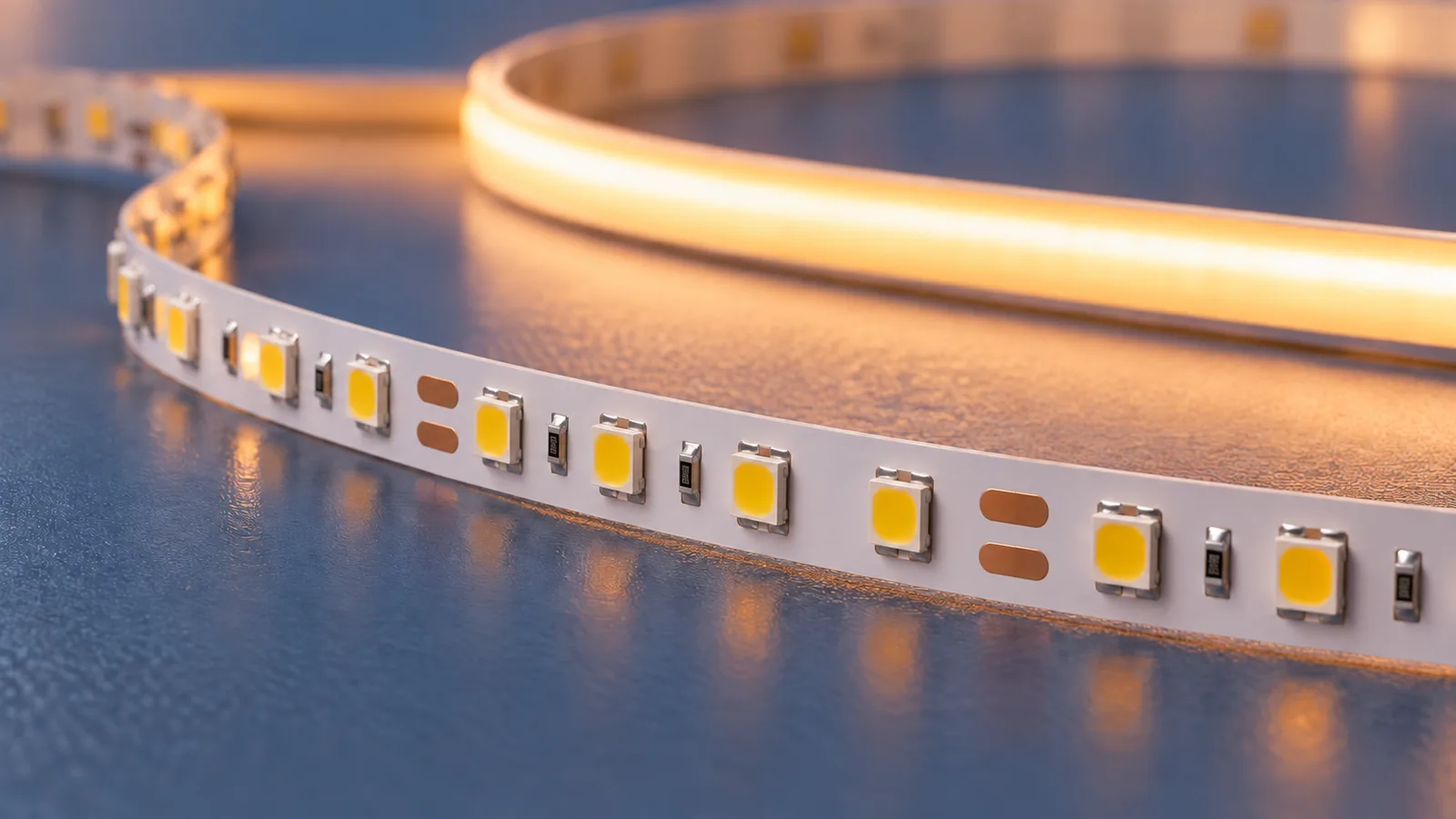AI-generated generic SMD and COB strip concept, not a photograph of a specific Sanan component
